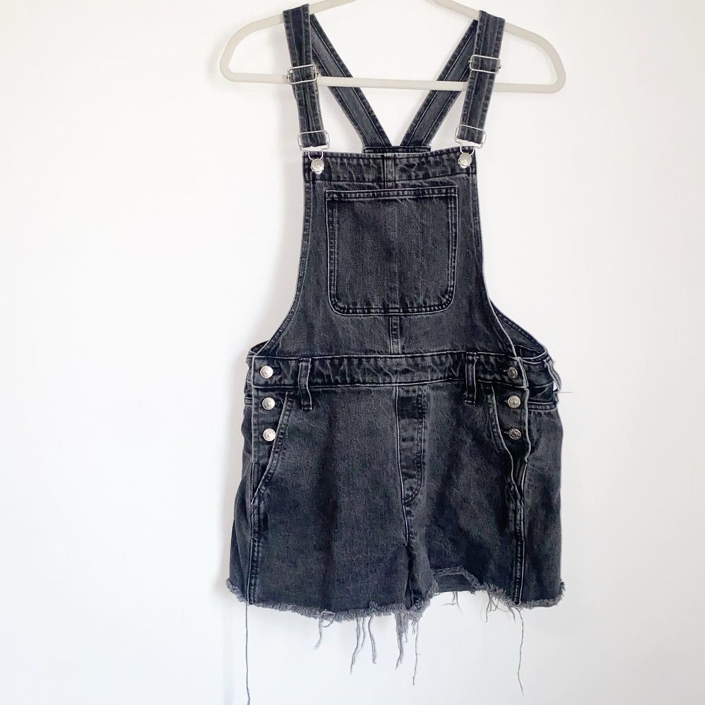Madewell Black Denim Short Overalls Shortalls M